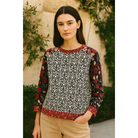 TORY BURCH Multicolor Multi Pattern Sweatshirt Pullover Top  Women's Size Small - Picture 1 of 10